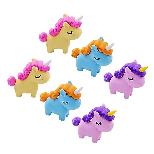 Sewroro 18個 独角獣形状消し ランダム 文房具 小学生向け プラスチック製 用かわいいキャラクター消し 学校や家学習に ラン ランダムカラー