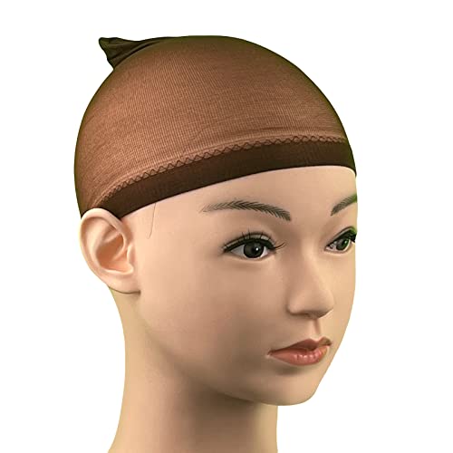 ManeChic Wig Cap (2 Pack, DARK BROWN) Soft and Breathable Nylon Wig Cap with Elastic Band, Essential Wig Accessories for Women – Comes in 5 Colors