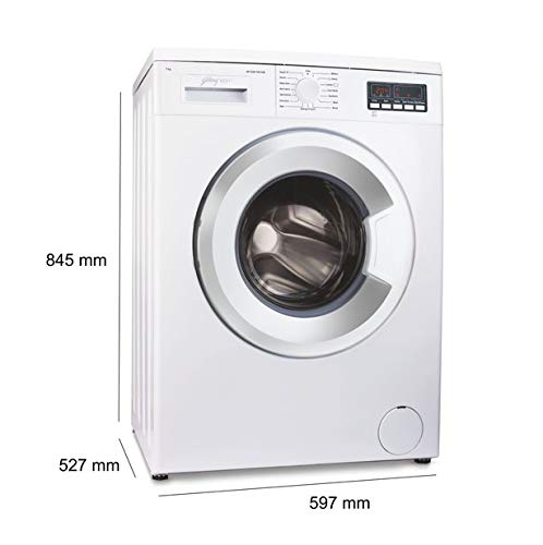 Přední view of the Godrej WF Eon 700 PAE washing machine with dimensions overlayed.