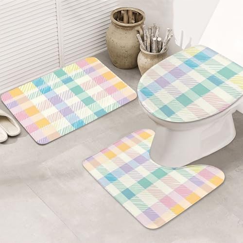 Alfombrilla de baño lavable a máquina con juego de alfombras de contorno y funda de inodoro 2