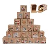 Cajas de cuenta regresiva, caja de papel vacía, exhibición festiva de temporada, recuerdo de fiesta para niños y adultos, acento de dormitorio de chimenea, ideal para entrega sorpresa y envoltura