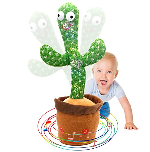 EEppek Dancing Cactus , Talking Dancing Cactus Toy, Repeat+Recording+Dance+Sing, Wriggle Dancing Cactus Repeat What You Say and Sing Electronic Cactus Toy Decor for Kids Adult - 120 Songs