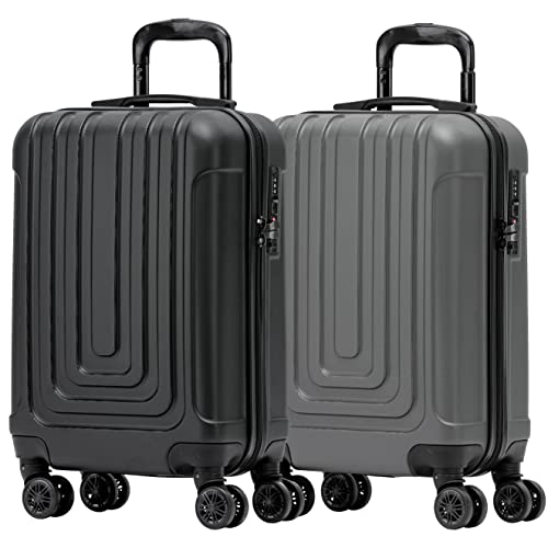 Flight Knight Premium Set of 2 Lightweight Cabin Suitcase - 8 Spinner Wheels - Built-in TSA Lock & USB Port - Luggage Approved for Over 100 Airlines Including easyJet, Ryanair & Jet2-55x35x20cm