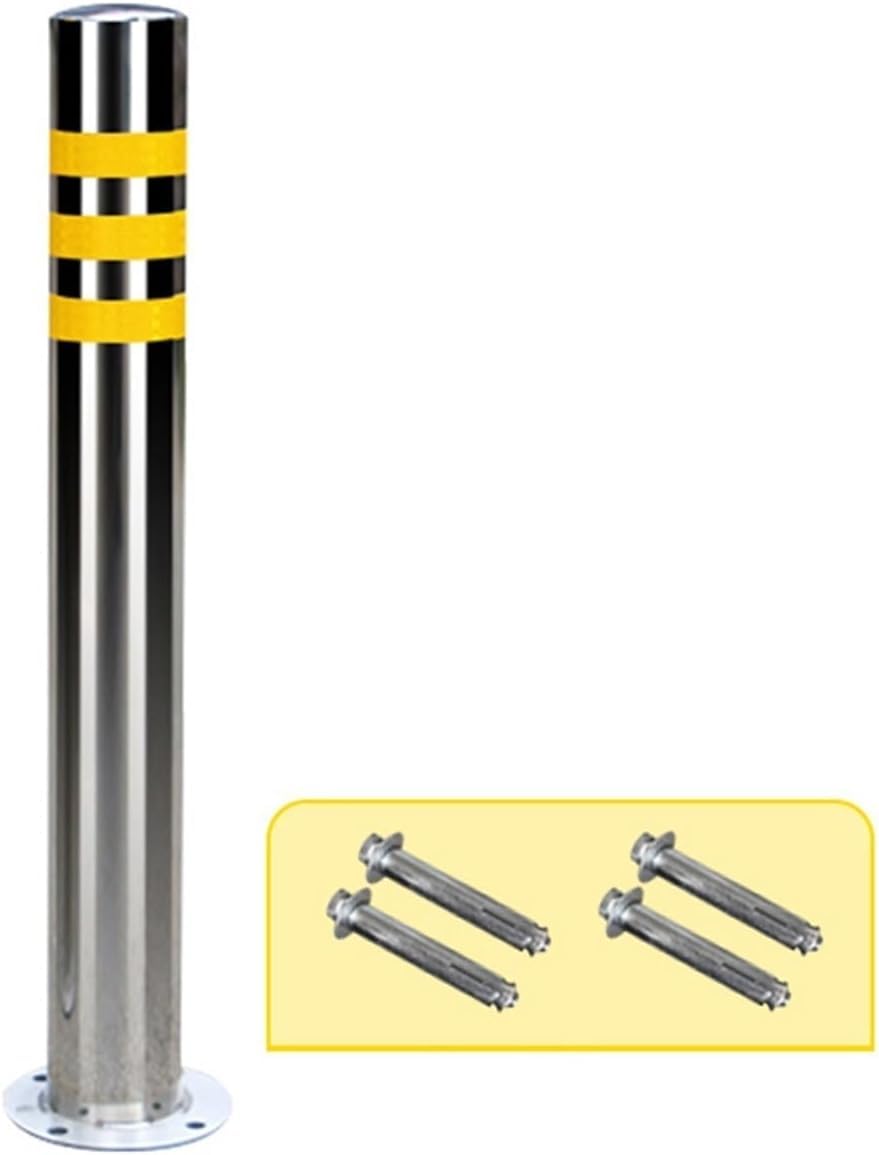Aioneer Traffic Delineator Post Delineator Safety Cone Post Stainless Steel Parking Bollards, Parking Barrier Post Stationary With Reflective Security Bollards For Driveway-Dia7.6cm-75cm/29.5in