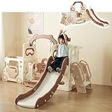 滑り台 すべり台 大型遊具 室内 遊具 子供 1～5歳 ブランコ スイング すべりだい 収納スペース スライダー キッズ キッズパーク 子供 バスケットゴール キッズ 男の子 女の子 誕生日 プレゼント こどもの日プレゼント (ベージュ 1-5歳 滑り台&運転ごっこ)