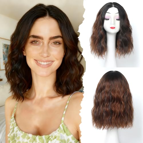 GUDOZO Short Wavy Wig for Women 14Inch Shoulder Length Curly