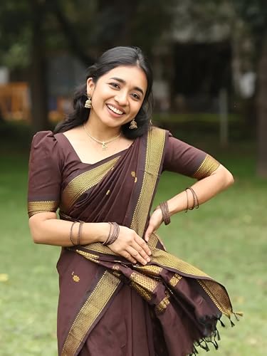 Image of South Cotton Gadwal Saree for Women | Celebrity Inspired Traditional Ethnic Wear | Chettinad & Kalyani Cotton Sarees | Soft Cotton Saree with Blouse Piece