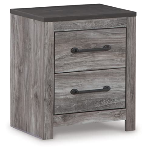 Signature Design by Ashley Bronyan Rustic 2 Drawer Nightstand, 2-Tone Look, Light Gray and Dark Gray, Large Scale Handles, Fully Finished Drawer Interiors, 24.72" Tall, Gray - image 1