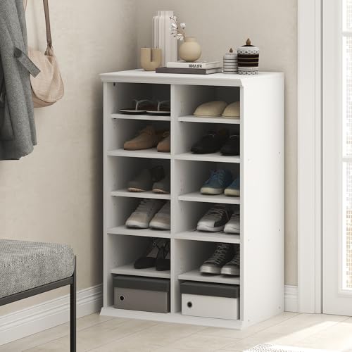Image of Furinno FANO Closet Organizers and Storage, 12-Cube Closet Organizer with Adjustable Shelves, Stackable Open Shelf Closet Shelves, 15.9 x 23.6 x 36.2 for Wardrobe, Bedroom, Living Room, White