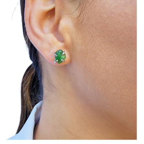 Natural raw green tsavorite garnet stud...
