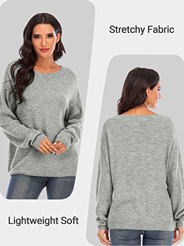 Woolicity Women's Oversized Sweater Loose Fitting Crewneck Knit Pullover Casual Cozy Lightweight Tops Winter Fall3