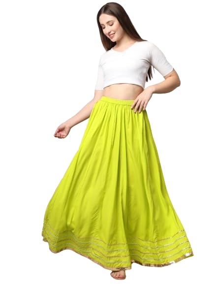 nypa Women Ethnic Wear Gota Lacs Work Gota Lacs Work Solid Flared Full Length Long Skirt-picture-24