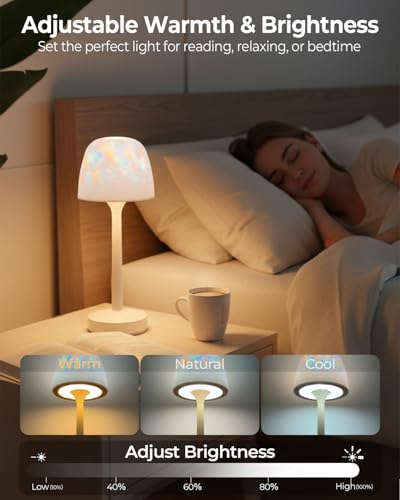Image of Waterproof Shower Mood Lamp with Ocean Wave Projector, Outdoor Table Lamp | 16 Colors, Cordless, USB-C Rechargeable, Remote & Touch Control, LED Bathroom Lamp for Inside Shower, Bathtub, Relaxing Spa