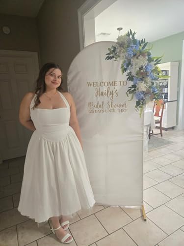 Image of Women Summer Halter Dress Low Cut Sleeveless A Line Tulle Swing Flowy Tea Length Dress Corset Prom Formal Ball Gowns