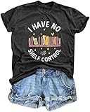 ASTANFY Book Lover Graphic Tees Women I Have No Shelf Control Shirt Book Shirts Teacher Shirts Short Sleeve Grey