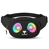 Gelrova LED Fanny Pack with Speaker & LED Lights - Splash-Proof Waist Bag, Quick-Release Strap, Music Sync Eye Lights, for Casual Outings Rain Resistant