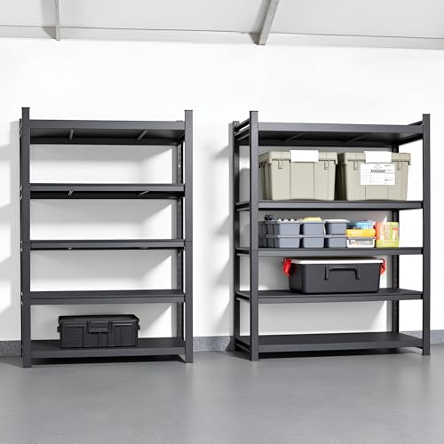 Image of Metal Garage Shelving Unit, Heavy Duty 5-Tier Adjustable Storage Rack, Steel Shelving, 2000 lbs Capacity, Industrial Shelves for Heavy Tools and Equipment (5-Tier 71.2 inch H x39.4 W x 15.75 inch D)