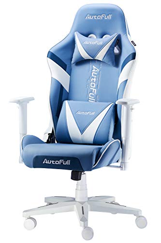 AutoFull-Silla-Gaming-Ergonomica-Silla-de-Oficina-Silla-Gamer-Cuero-de-Pu-Silla-de-Escritorio-Altura-e-inclinacion-ajustablesReposacabezas-y-soporte-lumbarazul-garantia-de-tres-anos