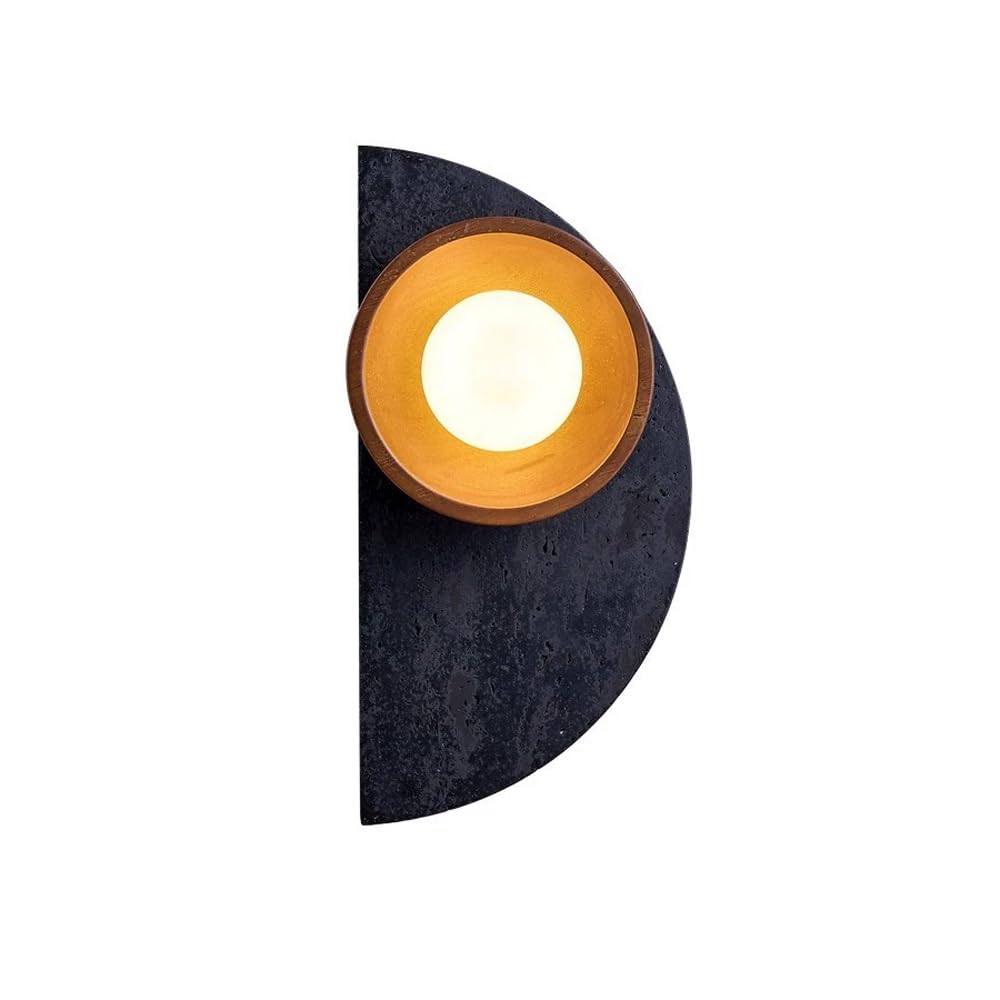 HXYSXHJUO Nordic Industrial Style Wall Light, G9 Base Single Head Lamp, Personalized Black Travertine Glass Wood Sconce, Bedroom Corridor Warehouse Decoration Light Fixtures