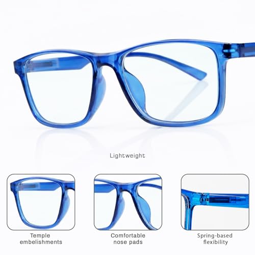 Image of UV Protection Glasses Blue Cut Blocking Harmful Rays Glasses for Men & Women Zero Power Computer Specs Eye Protection Lightweight Frame with Case & Cleaning Cloth