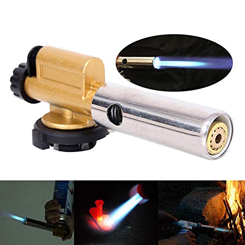 DokFin Soplete de Cocina Antorcha de Cocina, Antorcha de Butano Antorcha de Cocina con Cerradura de Seguridad y Llama Ajustable, Hecha de Cobre y Aleación de Aluminio para Hornear, Soldar, Acampar