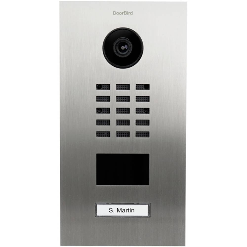 Domofon IP WiFi D2101V V2, wideodomofon z 1 dzwonkiem, czytnik identyfikatorów RFID, kontrola dostępu do domu dla wielu osób - otwieranie drzwi - akcesoria w zestawie - Stal nierdzewna - Doorbird