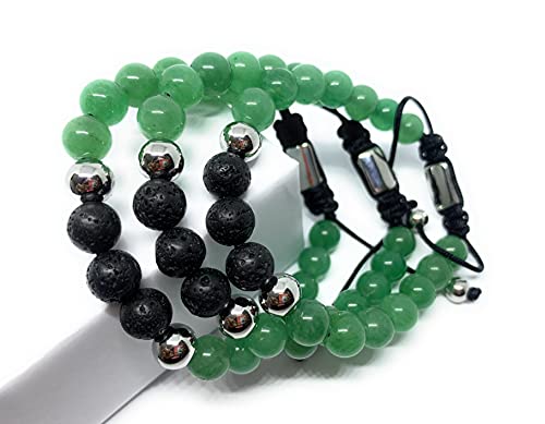 Lava Rock Bracelet Green Aventurine, Essential Oil Diffuser, 8mm Stone, Bracelet Lava Rock Bracelet , Stress Relief Yoga Beads Adjustable Bracelet Anxiety Aromatherapy Essential Oil Diffuser Healing Lava Bracelet for Men Women