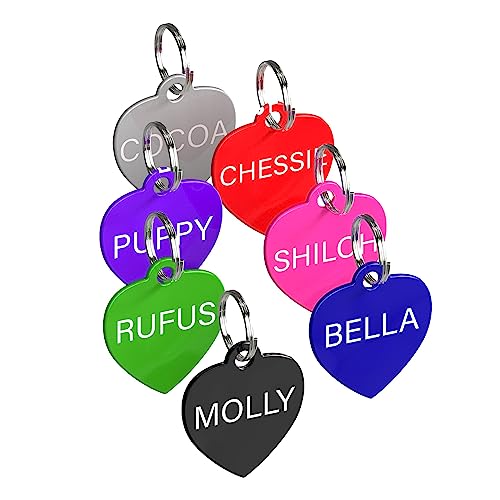 Dr. Fremont's Pet ID Tag Custom for Dog Cat Personalized | Many Shapes and Colors to Choose from | Made in USA | Strong Anodized Aluminum (Small, Heart)