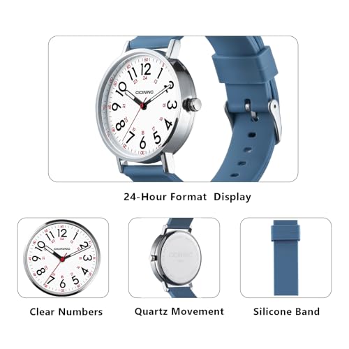 Image of Watch with Second Hand Nursing for Women, Analog Watches for Nurses, 12 /24 Hour Military Time, Easy Read Dial, Colorful Silicone Band