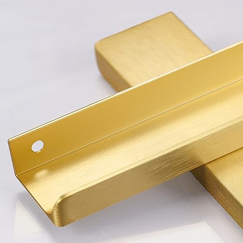 Tiradores de cajón invisibles en dorado cepillado de aluminio para cocina, 2 uds 6