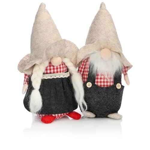 com-four® 2X Par de Elfos navideños Talla M para Decoraciones navideñas - Figuras Alpinas como artículos de decoración