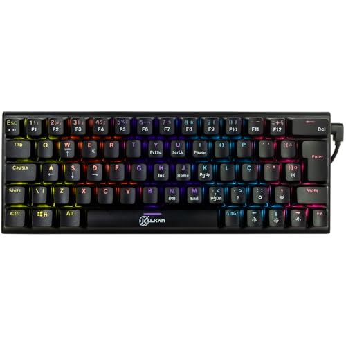 Teclado Mecânico Gamer Kalkan Loki 60% Iluminação Rainbow Preto Switch Marrom USB Tipo-C KLK00015