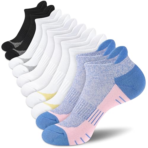 cuangya Ankle Socks Women Athletic No Show Compression Socks Running Hiking Cushioned 5-Pairs