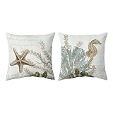 Tritard Nautical Coastal Throw Pillow Covers Set of 2 Outdoor Decorative Ocean Themed Cushion Cover