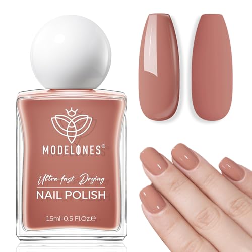 modelones Nude Brown Nail Polish, 15 ml Quick Dry Neutral Nail Lacquer