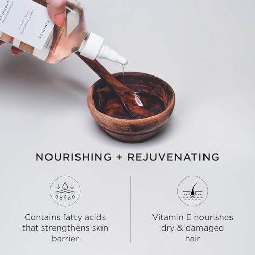Image of Kimirica 100% Pure Coconut oil | Extra Virgin, Organic and Cold Pressed | Natural Nourishment For Hair, Face, Skin & Massage | Rich in Vitamin E & Fair-trade certified | 270 ml