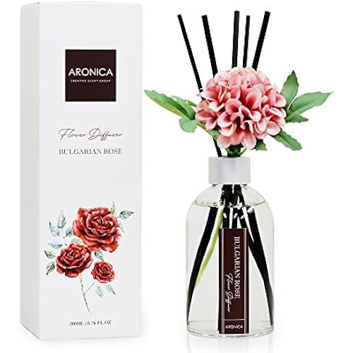 Aronica Flower Air Fresheners For Home, Sweet Rose Scent Room Non Plug In, Desk Reed Diffuser, Pink Air Freshener For Bathroom