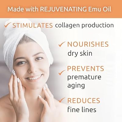 Daily Facial Moisturizer with Emu oil + Hyaluronic acid + Moringa oil - skin care for dry skin - Paraben Free Face moisturizer for aging skin cream - natural face cream (citrus essential oils) 2 oz