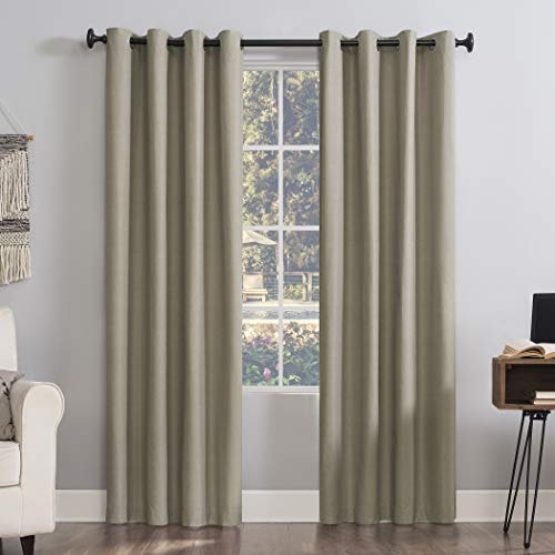 Sun Zero Columbia 2-Pack Thermal Energy Saving 100% Blackout Grommet Curtain Panel Pair, 50" x 84", Stone by Sun Zero - Used condition - US$15.84