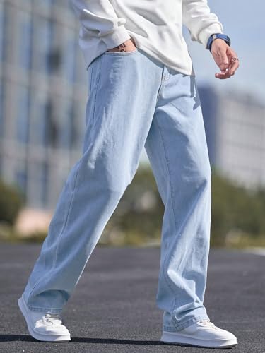 Image of dockstreet Men Baggy Jeans || Pure Cotton || Extremely Soft Touch ||Breathable Denim for Summer Season Comfort