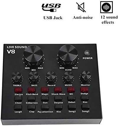 Tosuny Live Sound Card Voice Changer, Professional Voice Changer with Multiple Funny Sound Effect Supports Mainstream Live Broadcast Software and Suitable for Phone/Tablet/Computer