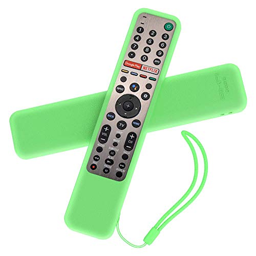Image of Oboe Silicone Cover for Sony Smart TV Voice Remote RMF-TX600U / RMF-TX500E - Protective Case With Loop (Glow in Dark Green) [Remote NOT Included]