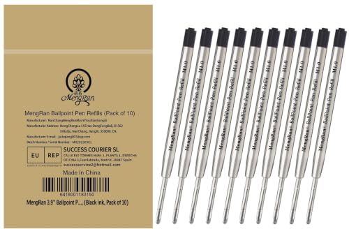 MengRan 3.9 Ballpoint Ink Pen Refills Black Ink Medium 10Pcs