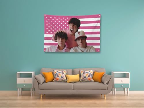 TIMIBUGER Sturniolo Bandeira trigêmeos rosa 0,9 x 1,5 m com 4 ilhós de latão rosa bandeira americana