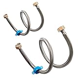 Pack of 2 Flexible Pipe Stainless Steel Braided Hose for Toilet/Taps 1/2" x 1/2" BSP 70cm Long