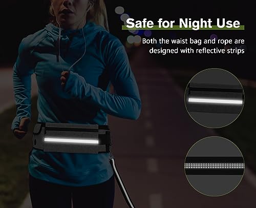 pecute Joggingleine Hunde mit Bauchgurt, Laufgürtel Hundeleine für Große und Mittelgroße Hundes, Leine Hund mit Gürteltasche, Elastische Laufleine, Dog Leash für Laufen, Joggen