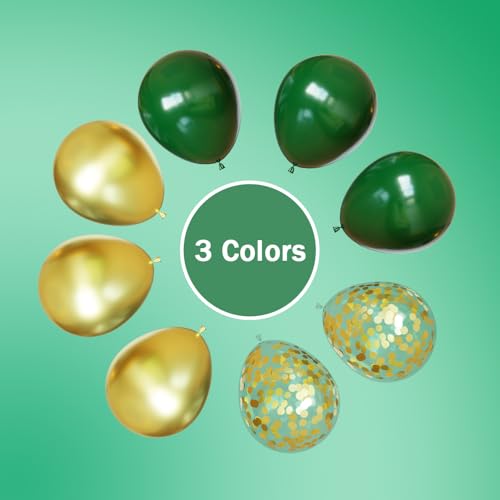 Image of Green and Gold Balloons,60Pcs Green Balloons | 12in Latex Balloon for Birthday, Graduation, St. Patrick's Day, Jungle Party Decorations