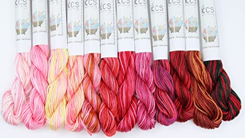 Image of KCS Big skeins of 25 Meters Size 25 Color Variegated Cross Stitch Stranded Threads,12 skeins,05