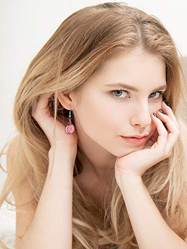 16 Pairs Faux Druzy Dangle Earrings Colorful Druzy Drop Earrings Resin Crystal Earrings for Women Girls (12 mm)2