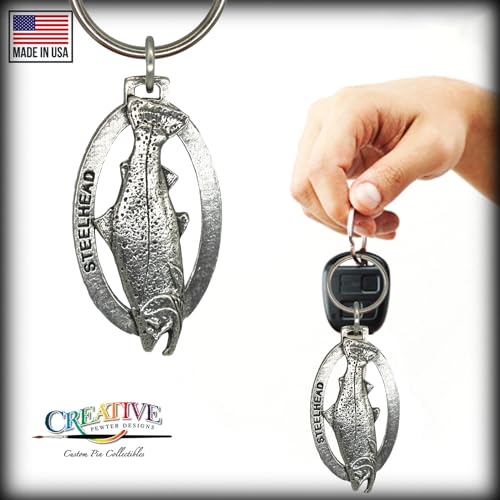 Image of Steelhead Male Keychain Pewter Keychain, F032KC